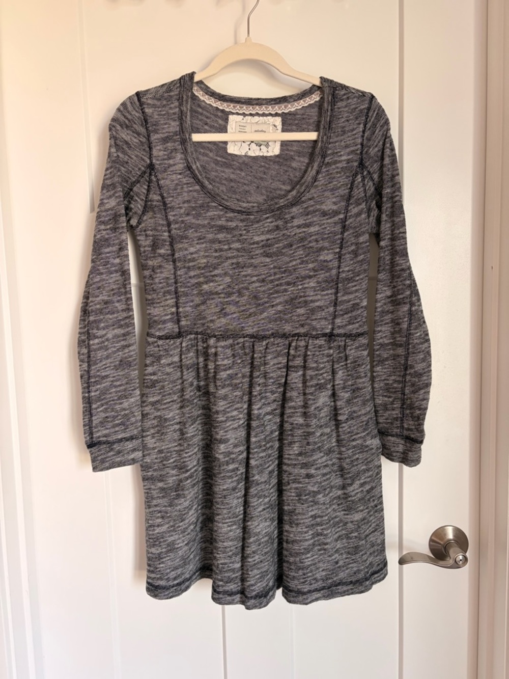 Anthropologie Heathered Gray Scoop-Neck Knit Dress